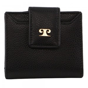 Bi-Fold Wallets Pierre Cardin Leather Flip-over Bi-fold Wallet Feminino Pretas | 0481-NAXLT