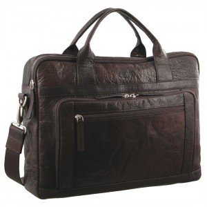 Bolsa Messenger Pierre Cardin Rustic Leather Computer Business Bag Masculino Marrom | 0563-ACVJK