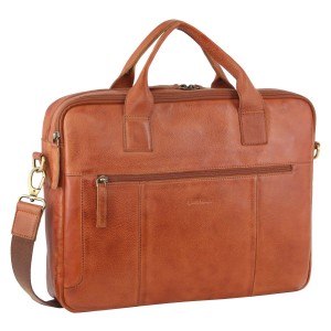 Bolsa Messenger Pierre Cardin Rustic Leather Computer Bag Masculino Marrom | 7924-DWTMB