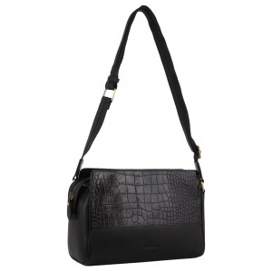 Bolsas Crossbody Pierre Cardin Croc-Embossed Leather Cross-Body Bag Feminino Pretas | 9354-KAHXB