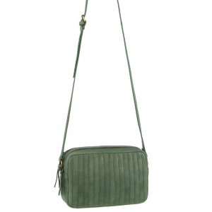 Bolsas Crossbody Pierre Cardin Leather Double Zip Bag Feminino Verdes | 0268-WCMOK