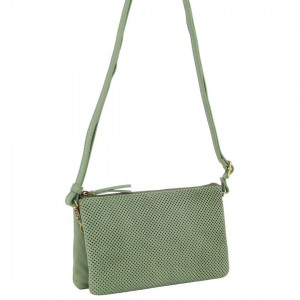 Bolsas Crossbody Pierre Cardin Leather Textured Crossbody Clutch Bag Feminino Verde Oliva | 0875-OCKJD