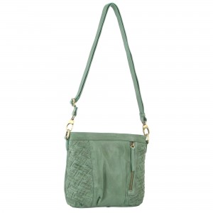 Bolsas Crossbody Pierre Cardin Woven Embossed Leather Crossbody Bag Feminino Verdes | 5804-ISUDK