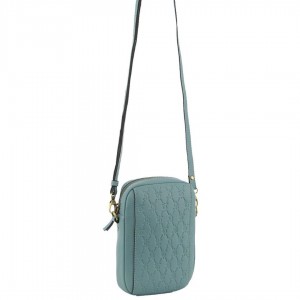 Bolsas Crossbody Pierre Cardin leather Textured Design Phone Bag Feminino Azuis | 6920-INOGU