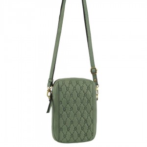 Bolsas Crossbody Pierre Cardin leather Textured Design Phone Bag Feminino Verde Oliva | 4753-SOZDI