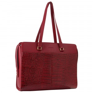 Bolsas de Negócios Pierre Cardin Croc-Embossed Leather Business Computer Bag Feminino Vermelhas | 3249-QRAIC