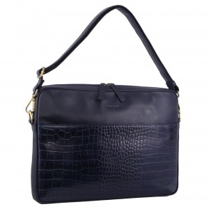 Business Computer Bags Pierre Cardin Croc-Embossed Leather Business Computer Bag Masculino Azul Marinho | 9451-VXHTI