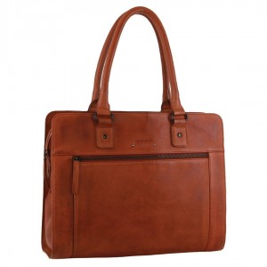 Business Computer Bags Pierre Cardin Leather Computer Tote Bag Masculino Marrom | 8436-GDXMV