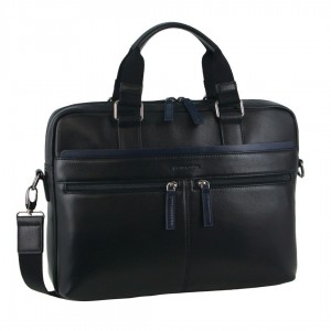 Business Computer Bags Pierre Cardin Leather Business Computer Bag Masculino Azul Marinho | 3549-CGFLA