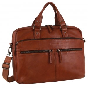 Business Computer Bags Pierre Cardin Multi-Compartment Leather Computer Bag Masculino Marrom | 6720-RVLNS