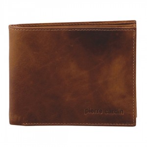 Carteira Trifold Pierre Cardin Rustic Leather Tri-Fold Wallet Masculino Marrom | 0623-RUDKC