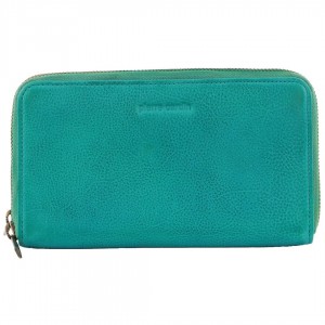 Carteiras Grandes Pierre Cardin Italian Leather Double Zip Wallet Feminino Turquesa | 1506-LTFZG