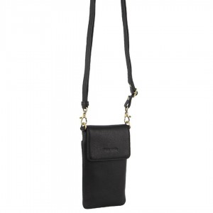 Carteiras Grandes Pierre Cardin Leather Phone Cross-Body Bag Feminino Pretas | 0349-OIGHZ