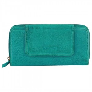 Carteiras Grandes Pierre Cardin Leather Bi-Fold Tab Wallet Feminino Turquesa | 4527-SNIGH