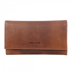 Carteiras Grandes Pierre Cardin Rustic Leather Wallet Feminino Marrom | 7469-KNFHC