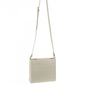 Clutch Pierre Cardin Leather Diamond Pattern Embossed Cross-Body Bag Feminino Bege | 0625-AGTBW