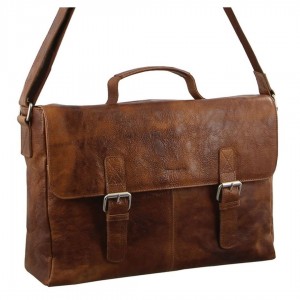 Laptop Pierre Cardin Rustic Leather Computer Bag Travel Marrom | 4823-BSPVT