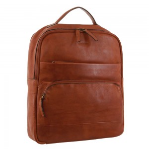 Mochilas Pierre Cardin Rustic Leather Business Backpack Computer Bag Masculino Marrom | 7039-IWRHG