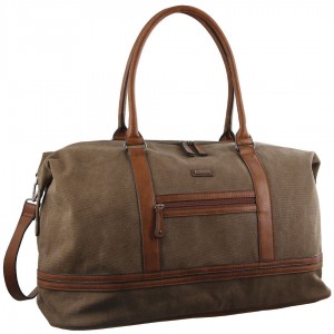 Overnight Bags Pierre Cardin Canvas Overnight Bag Travel Marrom | 7154-HJVNY