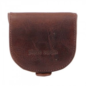 Porta Cartões Pierre Cardin Italian Leather Coin Purse Masculino Marrom | 2548-UQCLF