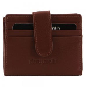 Tab Wallets Pierre Cardin Leather Bi-Fold Card Holder Wallet Masculino Marrom | 2415-TGKDC