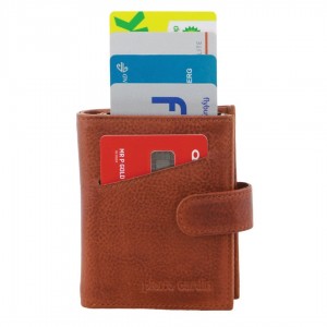 Tab Wallets Pierre Cardin Leather Smart Slide Card Holder Tab Wallet Masculino Marrom | 9756-BKOCH