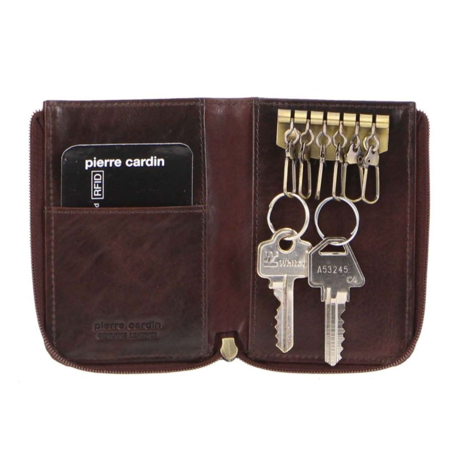 Bi-Fold Wallets Pierre Cardin Italian Leather Key + Credit Card Holder Masculino Chocolate | 9123-BZPXG