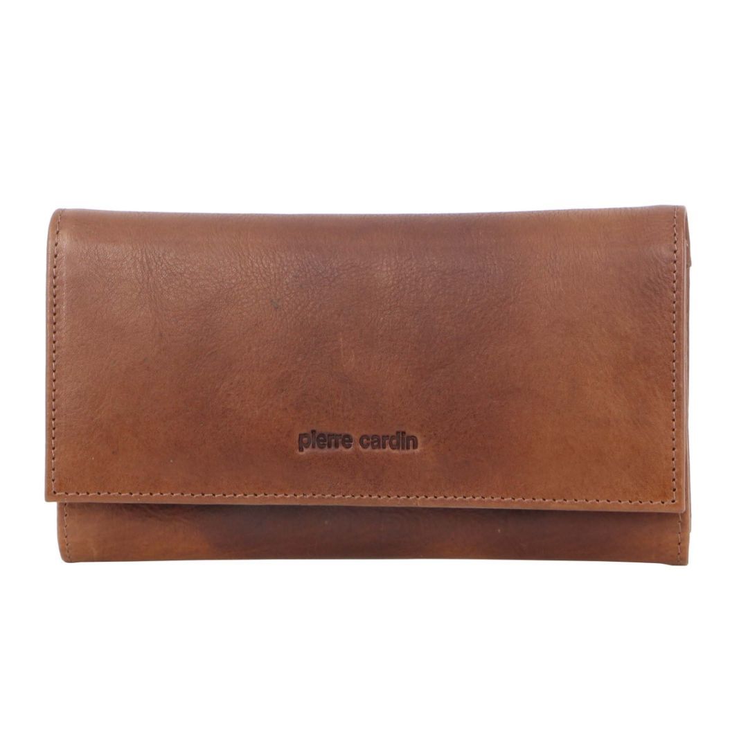 Bi-Fold Wallets Pierre Cardin Rustic Leather Wallet Feminino Marrom | 1582-LZBWR