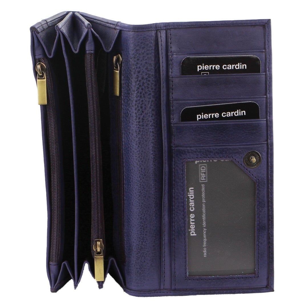 Bi-Fold Wallets Pierre Cardin Rustic Leather Wallet Feminino Roxo | 8493-ZUIBC