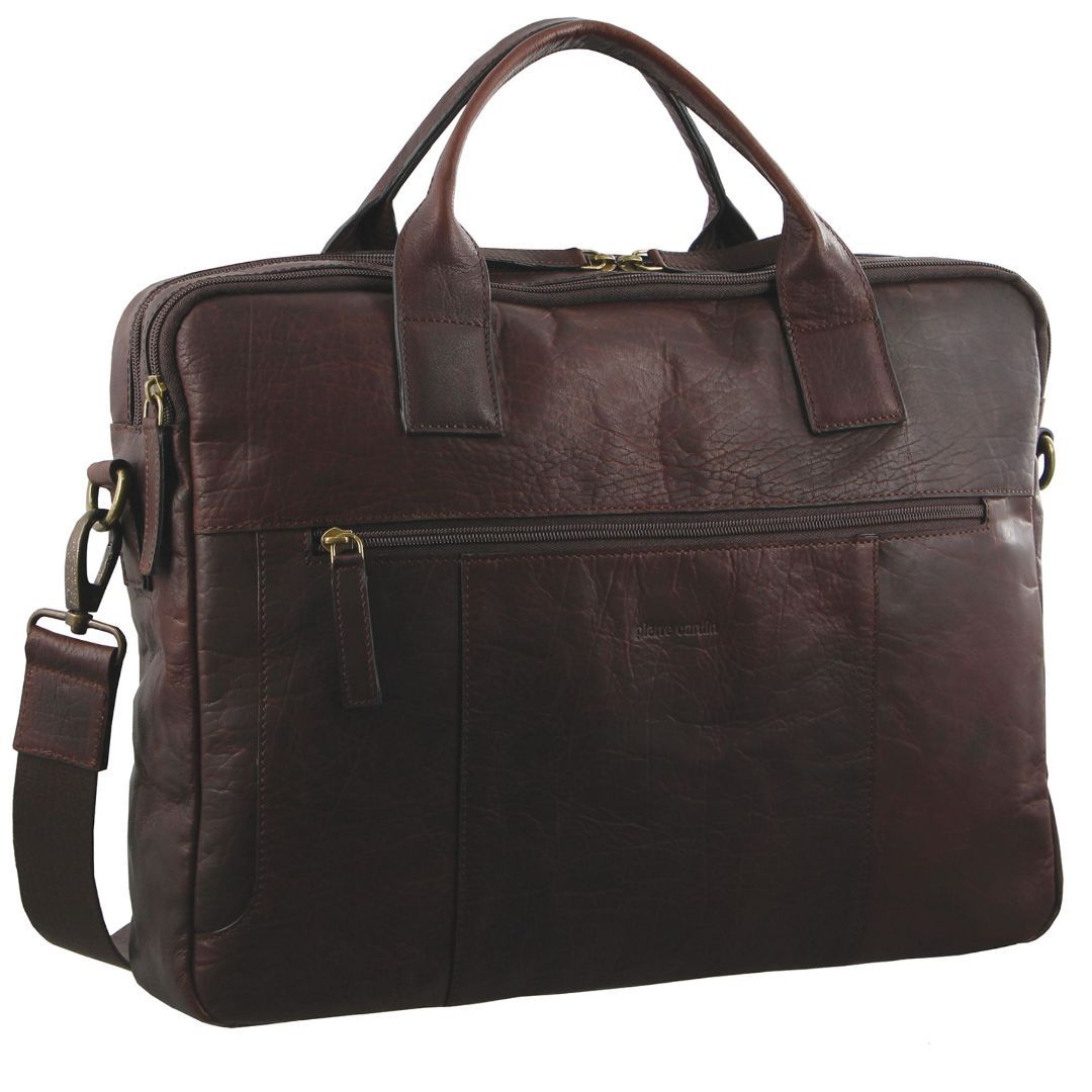 Bolsa Messenger Pierre Cardin Rustic Leather Computer Bag Masculino Marrom | 8502-GJVXA