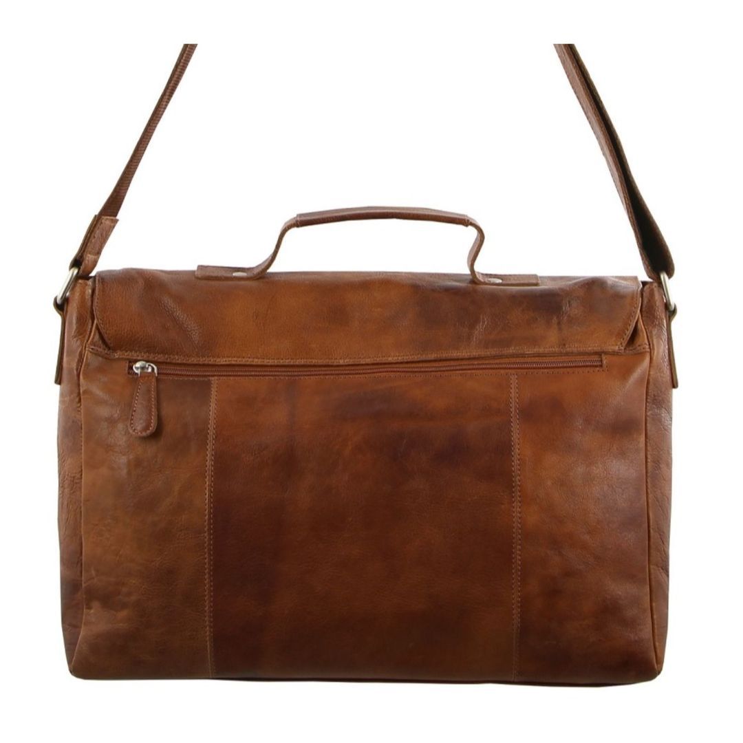 Bolsa Messenger Pierre Cardin Rustic Leather Computer Bag Masculino Marrom | 7968-ICWYE