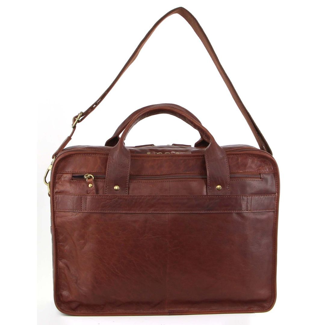 Bolsa Messenger Pierre Cardin Rustic Leather Computer Bag Masculino Marrom | 9703-RSGTC