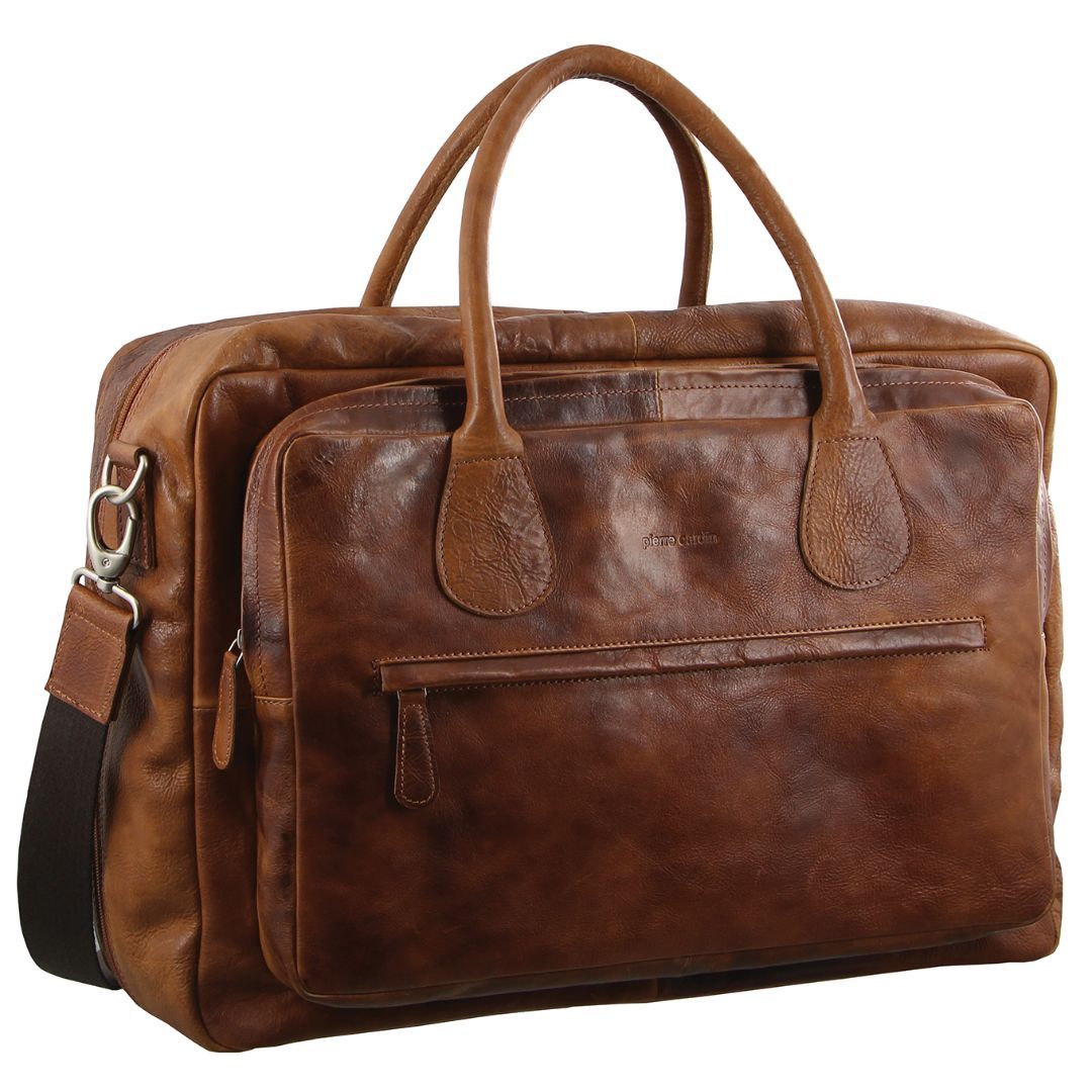 Bolsa Messenger Pierre Cardin Rustic Leather Business Bag Masculino Marrom | 4576-YHTNX