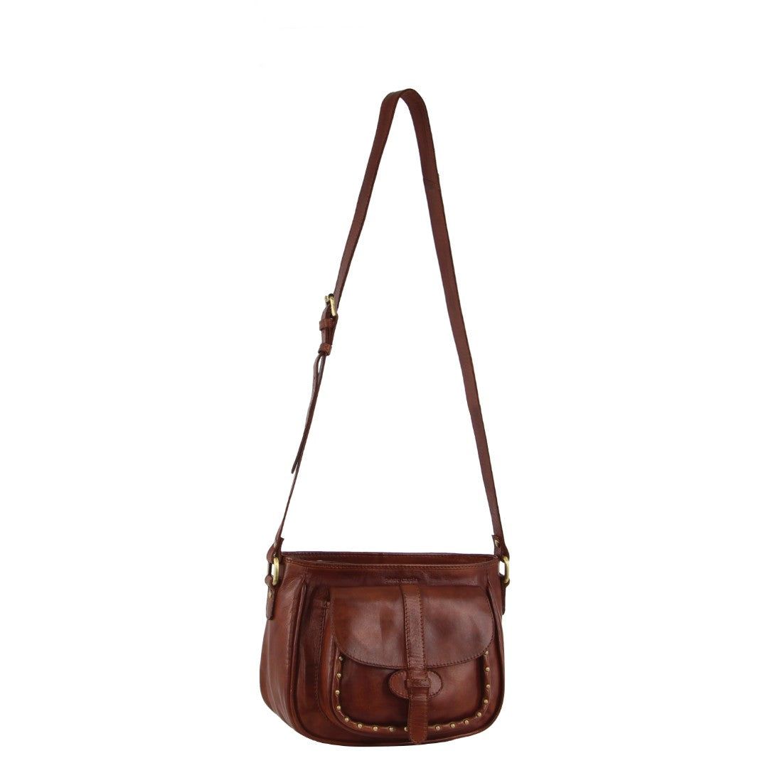 Bolsas Crossbody Pierre Cardin Leather Stud Detail Cross-body Bag Feminino Marrom | 7416-CKJUW