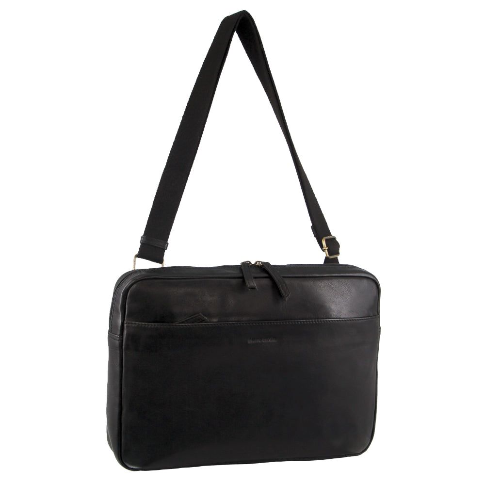 Business Computer Bags Pierre Cardin Italian Leather Business Computer Bag Masculino Pretas | 8710-ONTFQ