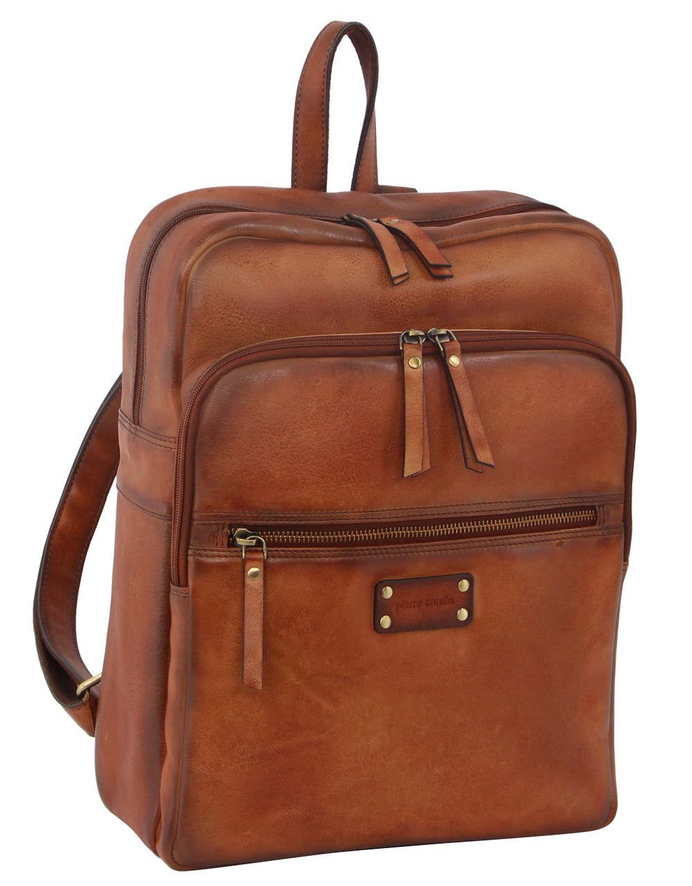 Business Computer Bags Pierre Cardin Vintage Leather Laptop Backpack Masculino Marrom | 3925-QZJCL