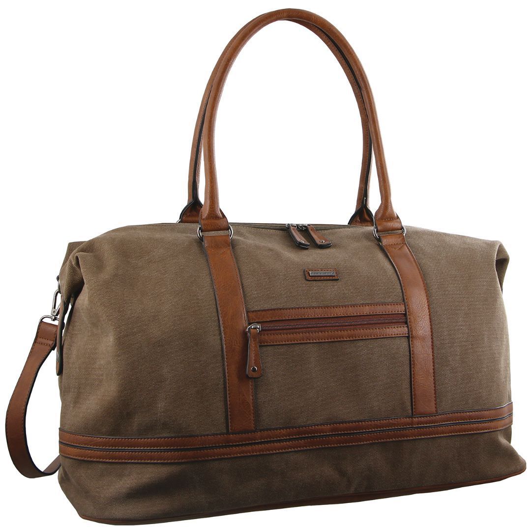 Canvas Bags Pierre Cardin Canvas Overnight Bag Feminino Marrom | 5340-TJFEM