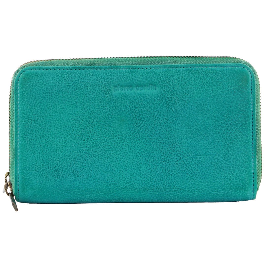 Carteira Com Zíper Pierre Cardin Italian Leather Double Zip Wallet Feminino Vermelhas | 8629-KSOCU