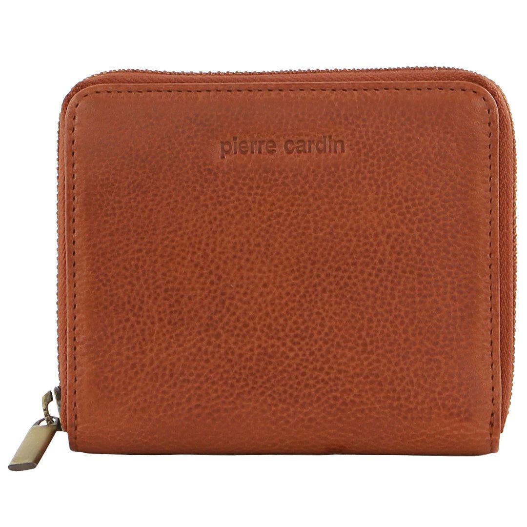 Carteira Com Zíper Pierre Cardin Leather Zip around wallet Feminino Marrom | 0482-EZTAN