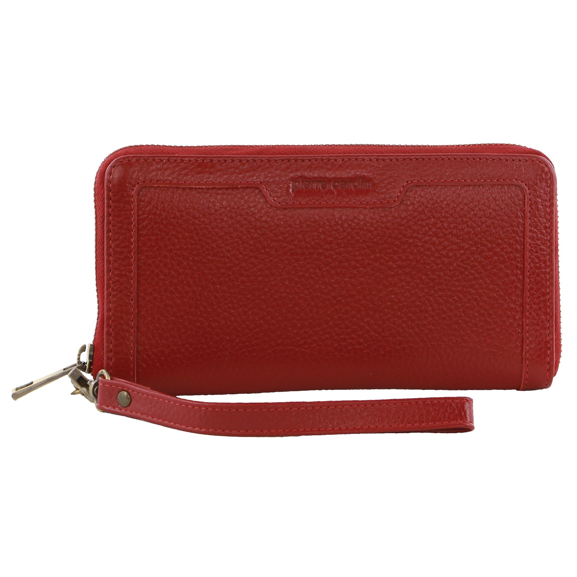 Carteira Com Zíper Pierre Cardin Leather Zip around wallet w Wristlet Feminino Vermelhas | 8170-KUXSB