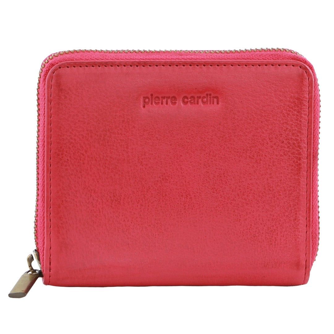 Carteira Com Zíper Pierre Cardin Leather Zip around wallet Feminino Rosa | 4280-JLCAF