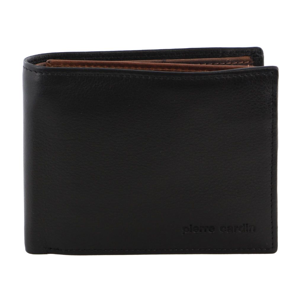 Carteira Trifold Pierre Cardin Italian Leather Two Tone Tri-Fold Wallet Masculino Pretas | 6783-TXZVG