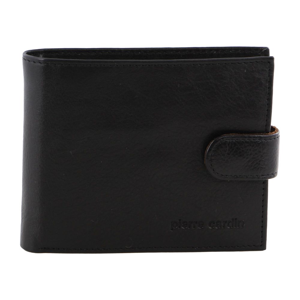 Carteira Trifold Pierre Cardin Italian Leather Two Tone Wallet Masculino Pretas | 4729-AKPCB