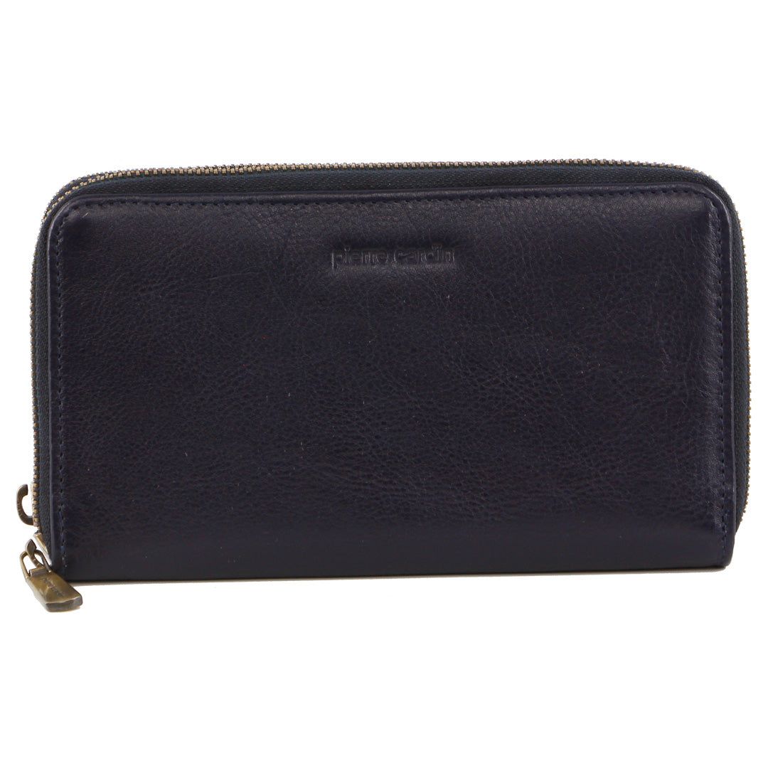 Carteiras Grandes Pierre Cardin Italian Leather Double Zip Wallet Feminino Turquesa | 1506-LTFZG