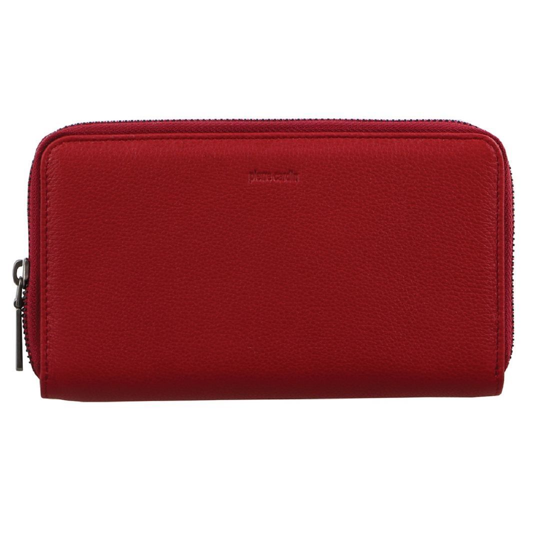 Carteiras Grandes Pierre Cardin Italian Leather Double Zip Wallet Feminino Vermelhas | 0968-UZCSV