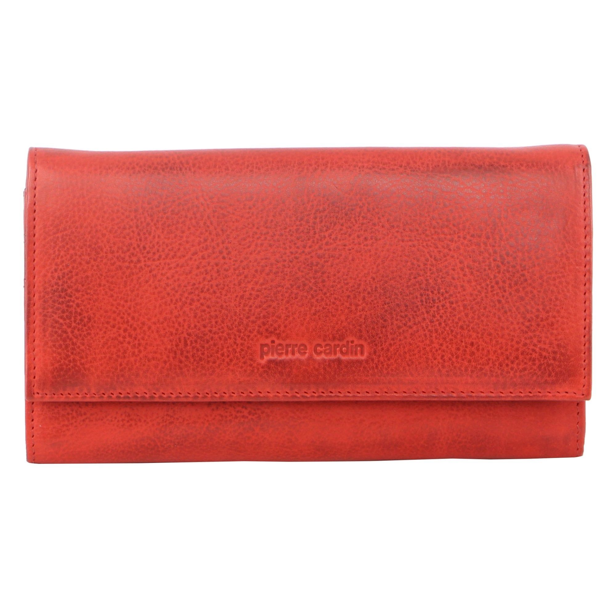 Carteiras Grandes Pierre Cardin Rustic Leather Wallet Feminino Vermelhas | 8125-RVJQD