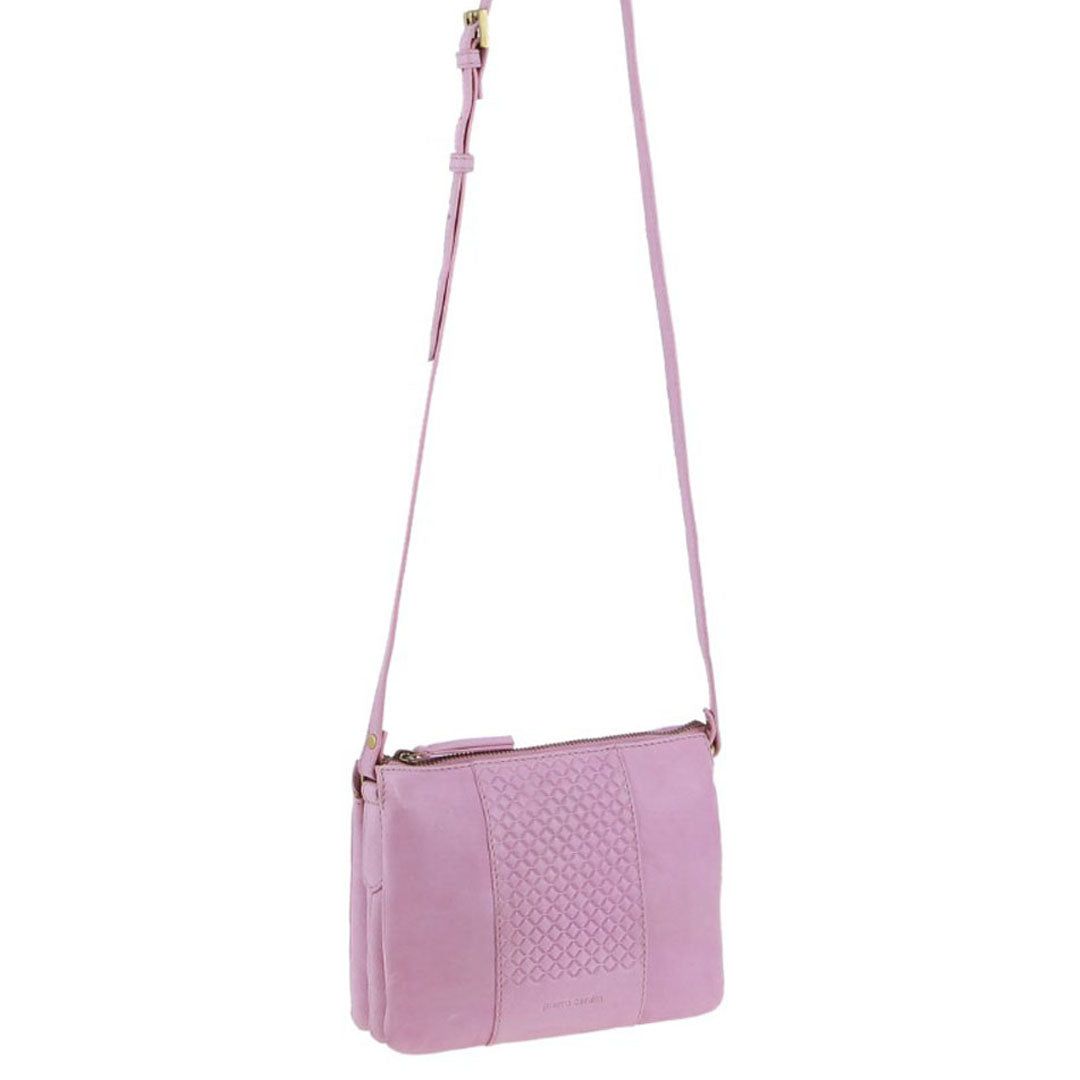 Clutch Pierre Cardin Leather Diamond Pattern Embossed Crossbody Bag Feminino Rosa | 7210-TLOUY