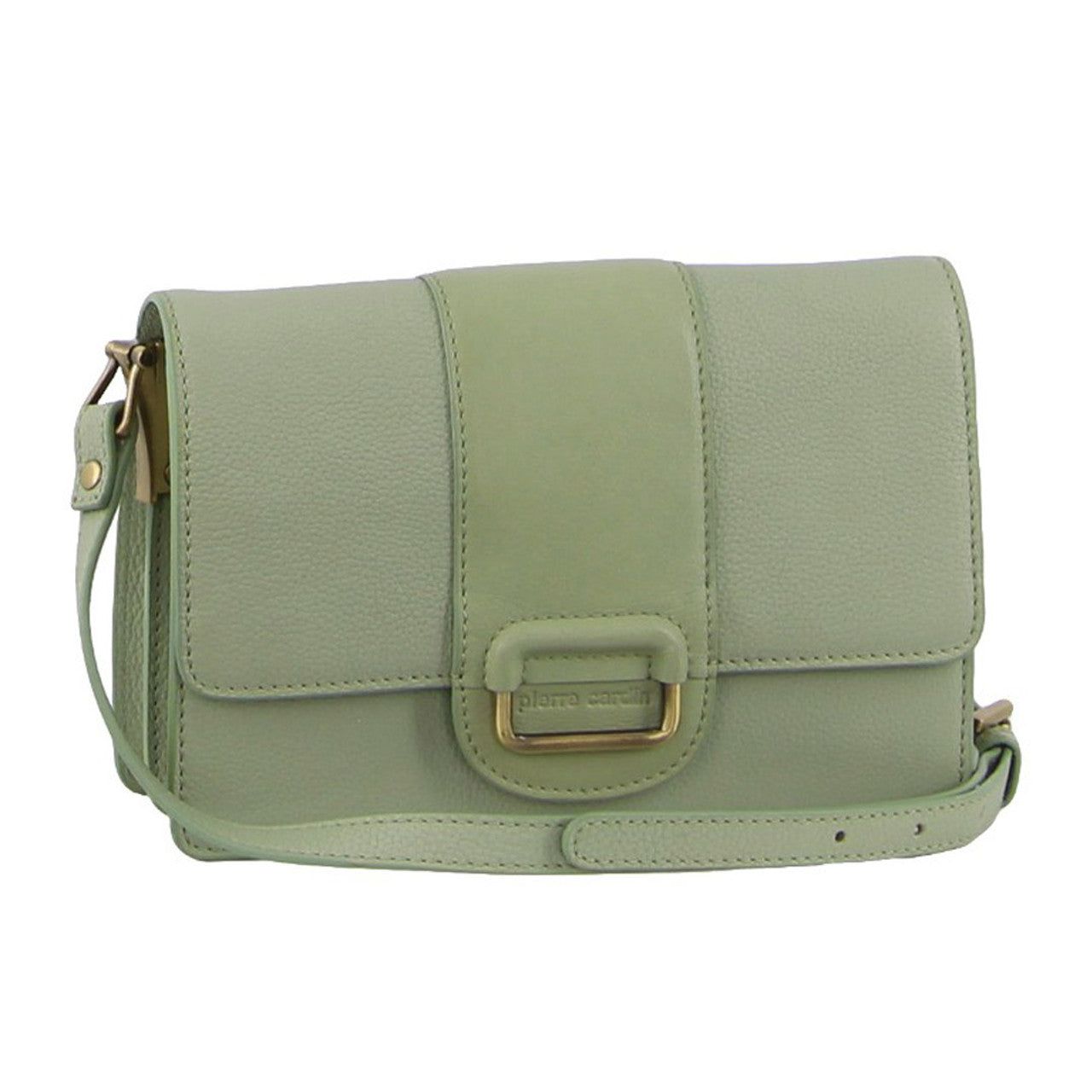 Clutch Pierre Cardin Leather Flapover Cross-Body Clutch Feminino Jade | 9274-HUYRO