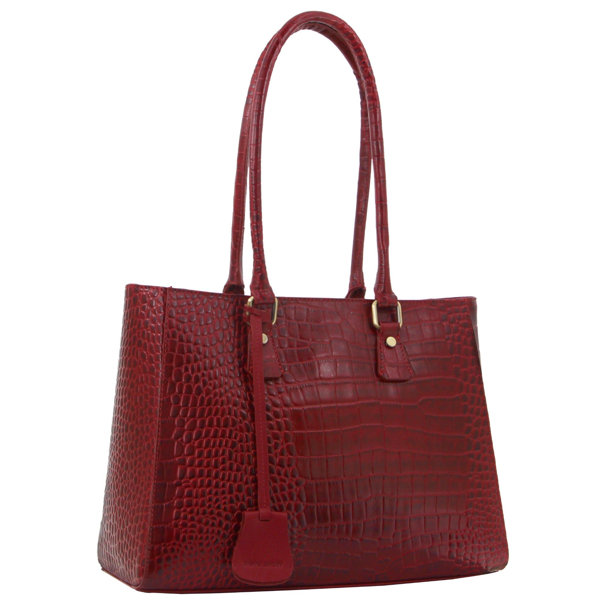 Handbags Pierre Cardin Croc-Embossed Leather Shoulder Bag Feminino Vermelhas | 5890-JKDFQ