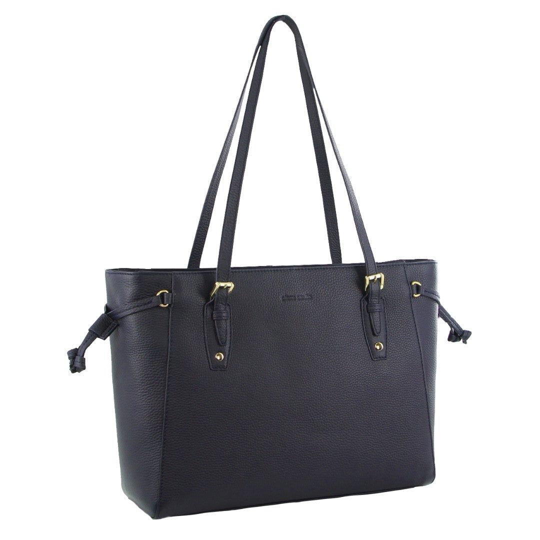 Handbags Pierre Cardin Leather Tote Bag Feminino Azul Marinho | 8472-GNFRV